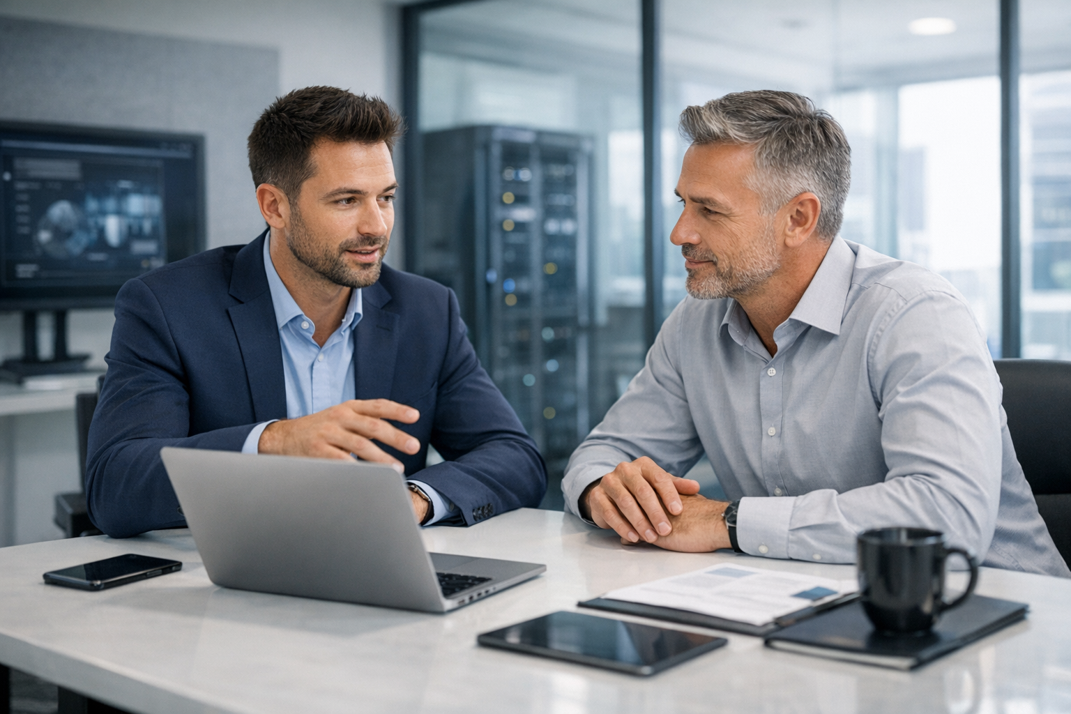 IT Advisor Consulting Business Owner in Modern Office IT Advisor Consulting Business Owner in Modern Office